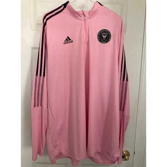 Men's‎ 3XL NWOT Inter Miami CF adidas Pink Warm Top AEROREADY Quarter-Zip Jacket